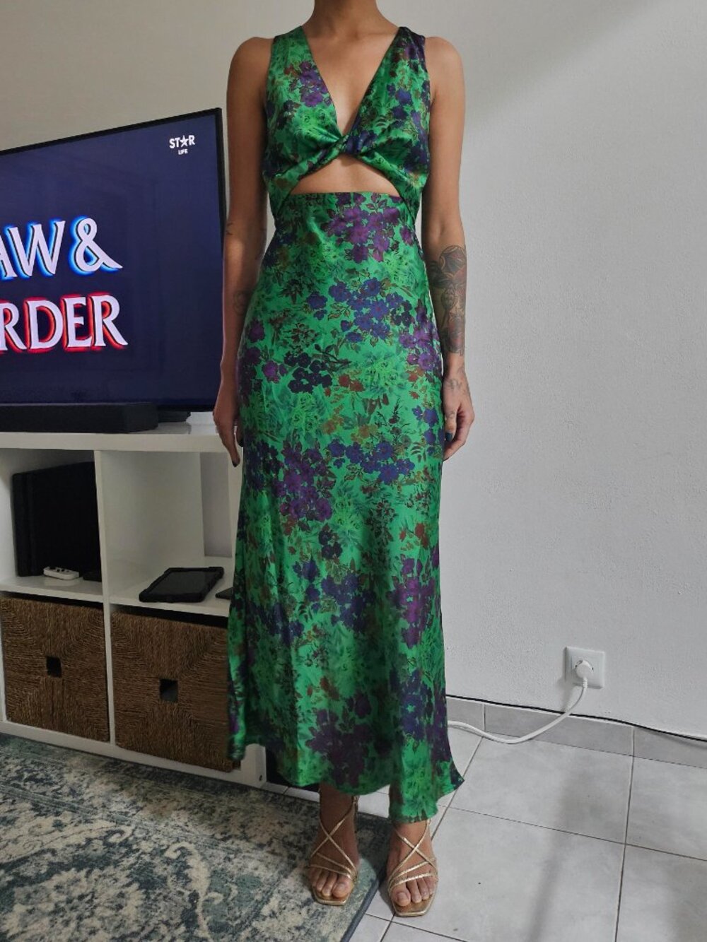 Zara green floral dress